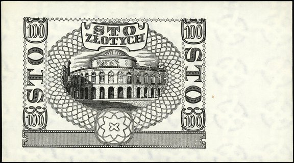 czarnodruk strony odwrotnej banknotu 100 złotych