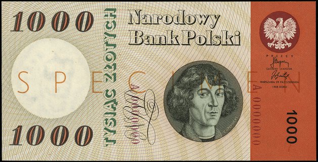 1.000 złotych 29.10.1965, seria A, numeracja 000