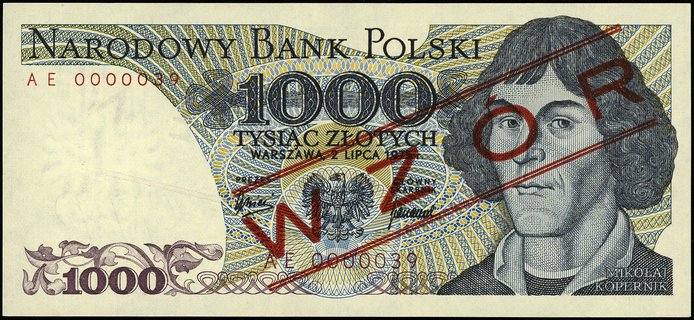 1.000 złotych 2.07.1975, seria AE, numeracja 000