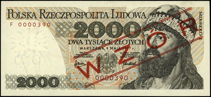 2.000 złotych 1.05.1977, seria F, numeracja 0000