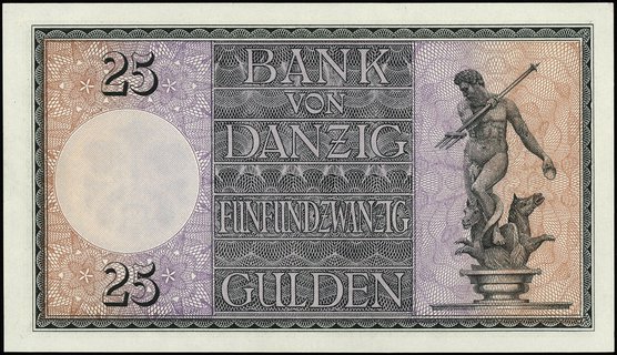 25 guldenów 2.01.1931, seria B/C, numeracja 999543, Ros. 840, Miłczak G49, rzadki banknot w idealnym stanie zachowania