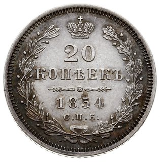 20 kopiejek 1854 / СПБ-HI, Petersburg, Bitkin 345, patyna