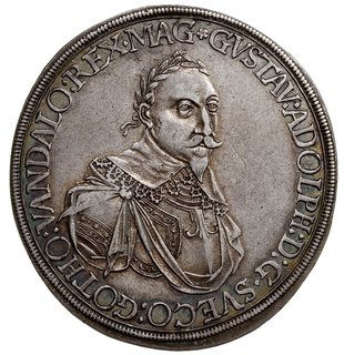 talar 1632, Augsburg- okupacja szwedzka miasta, srebro 28.98 g, Dav. 4543, AAJ 8, Förster 240, bardzo ładna i okazała moneta, patyna