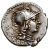 denar 136 pne, Rzym, Aw: Głowa Romy w hełmie w prawo, z lewej wieniec, u dołu X ROMA, Rw: Dwaj Dio..