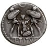 denar 89 pne, Rzym, Aw: Głowa brodatego Tariusa w prawo, z lewej SABIN, z prawej A PV, u dołu gałą..