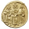solidus 638-639, Konstantynopol, Aw: Trzej cesarzowie na wprost, Rw: Krzyż na czterostopniowej pod..