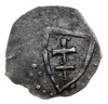 denar litewski ok. 1387-1392, Aw: Tarcza z herbem Jagiełły, Rw: Jeździec w prawo, srebro 0.34 g, I..