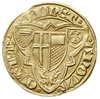 goldgulden bez daty (1410-1414), Offenbach, Aw: Postać św. Jana na wprost, WERNER ARCP TRE, Rw: Ta..