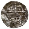 Naśladownictwo (dość prymitywne) denara Ottona III i Adelajdy, Aw: Krzyż, w polach kulki, wokoło i..