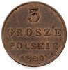 3 grosze polskie 1820, Warszawa, nowe bicie, Iger KK.20.1.b (R3), Plage 159 (R), Bitkin H876, mone..