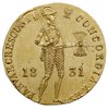 dukat 1831, Warszawa, rzadsza odmiana z kropką za pochodnią, złoto 3.48 g, Plage 271, ładnie zacho..