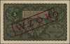 5 marek polskich 23.08.1919, seria II-DP, numeracja 878762, po obu stronach ukośny czerwony nadruk..