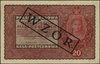 20 marek polskich 23.08.1919, seria II-P, numeracja 037386, po obu stronach ukośny czarny nadruk \..