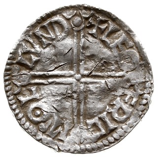 Aethelred II 978-1016, denar, mennica Londyn, mincerz Leofric, Aw: Popiersie w lewo, Rw: Długi krzyż, LEOFRIC MO LVND, srebro 2.01 g, Seaby 1151, North 774