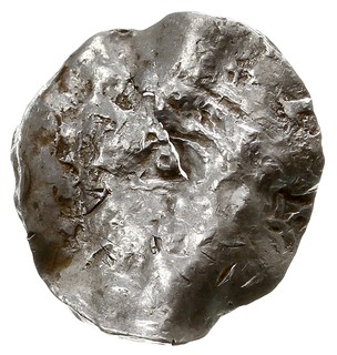 Maastricht?, naśladownictwo denara Henryka II, Aw: Niewyraźny rysunek głowy, Rw: Litery S / CAM / A, srebro 1.23 g, Dbg 245