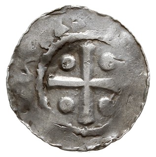 Moguncja /Mainz/ ?, Otto I 936-973 ?, denar, Aw: Kapliczka z krzyżykiem, wokoło napis, Rw: Krzyż, w polach 4 kulki, wokoło napis, srebro 1.29 g, Dbg 777