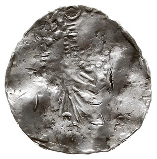 Moguncja /Mainz/, Henryk II 1002-1024, denar, Aw: Popiersie króla na wprost, Rw: Budowla kościoła, srebro 1.53 g, Dbg 788