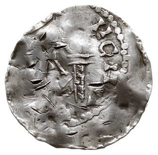 Moguncja /Mainz/, Henryk II 1002-1024, denar, Aw: Popiersie króla na wprost, Rw: Budowla kościoła, srebro 1.53 g, Dbg 788