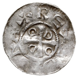 Saksonia /Sachsen/, Otto III 983-1002, denar po 893, Aw: Kapliczka, Rw: Krzyż, srebro 1.38 g, Hatz IV, pogięty