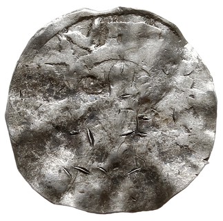 Jednostronne naśladownictwo denara Bolesława Chrobrego typu REX BOLISLAVS (Str. 20, Such. XII), Krzyż prosty, w polach kółka, pseudolegenda, srebro 0.98 g, podwójnie i niewyraźnie wybity