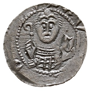 Władysław II Wygnaniec 1138-1146, denar, Aw: Książę z mieczem, Rw: Biskup z pastorałem i biblią, srebro 0.56 g, Str. 42, Such. XVII/1