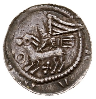 Władysław II Wygnaniec 1138-1146, denar, Aw: Rycerz z mieczem nad jeńcem, Rw: Orzeł chwytający w locie zająca, srebro 0.48 g, Str. 43, Such. XVIII