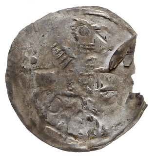 Bolesław IV Kędzierzawy 1146-1173, denar po 1166?, Aw: Książę na tronie, Rw: Orzeł z podniesionymi skrzydłami, srebro 0.34 g, Str. 52, Such. XXII/1, wykruszony
