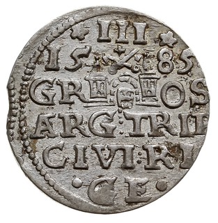 trojak 1585, Ryga, mała głowa króla, Iger R.85.1
