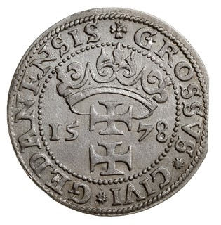 grosz 1578, Gdańsk, na końcu napisu kropka, moneta wybita na krążku z końca blachy