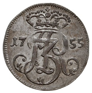 trojak 1755, Gdańsk, Iger G.55.2.a (R), Kahnt 733 średnica 20 mm, delikatna patyna