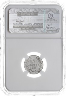 5 groszy 1835, Wiedeń, Plage 296, wyśmienicie zachowana moneta w pudełku NGC z certyfikatem MS 65