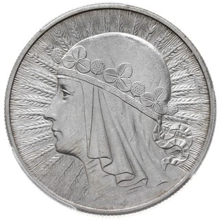 10 złotych 1932, Anglia, Głowa Kobiety, Parchimowicz 120.b, moneta w pudełku PCGS z certyfikatem MS 62+, bardzo ładne