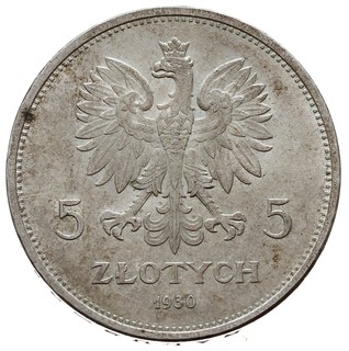 5 złotych 1930, Warszawa, Sztandar, Parchimowicz 115.a, delikatna patyna