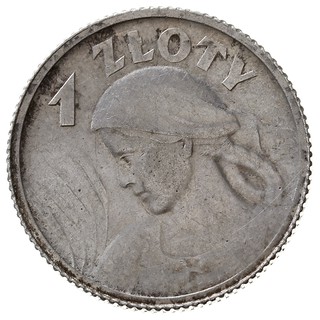 1 złoty 1924, Paryż, Kobieta z kłosami, Parchimowicz 107.a, bardzo ładna, delikatna patyna