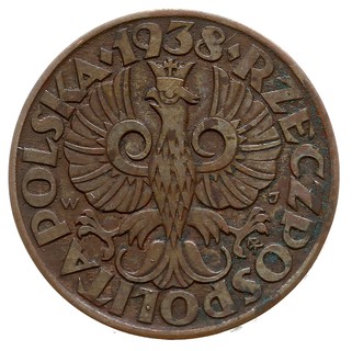 20 groszy 1938, Warszawa, brąz 2.85 g, nakład nieznany, Parchimowicz P-113, bardzo rzadkie, moneta z 12 aukcji GGN, patyna