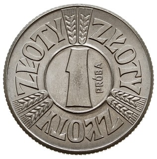 1 złoty 1958, Warszawa, Nominał 1 i trzy pary kłosów, próba niklowa, nakład 500 sztuk, Parchimowicz P-218.a