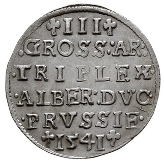 trojak 1541, Królewiec, Iger Pr.41.a (R), Neumann 43, bardzo ładny egzemplarz