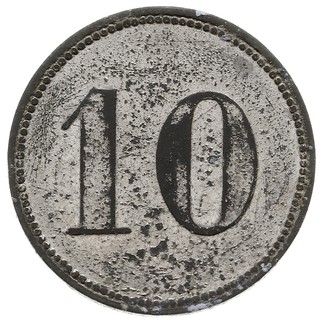 moneta zastępcza majątku Jankowice (Wielkopolska), Aw: Napis: DOM. / JANKOWICE, Rw: Nominał 10, cynk kadmowany średnica 25 mm, Sikorski str. 35 typ 4 (Rx)