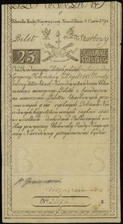 25 złotych polskich 8.06.1794, seria C, numeracja 31171, ładnie widoczny znak wodny z napisami firmowymi, Lucow 26 (R2), Miłczak A3
