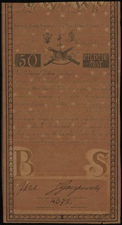 50 złotych polskich 8.06.1794, seria B, numeracja 4372, widoczny firmowy znak wodny, Lucow 30 (R3), Miłczak A4