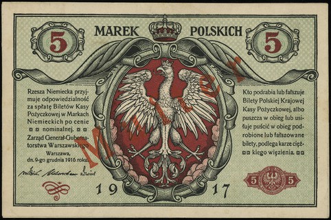 5 marek polskich 9.12.1916, \Generał, \"Biletów, seria A