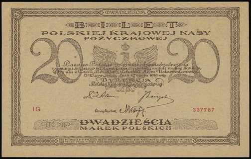 20 marek polskich 17.05.1919, seria IG, numeracj