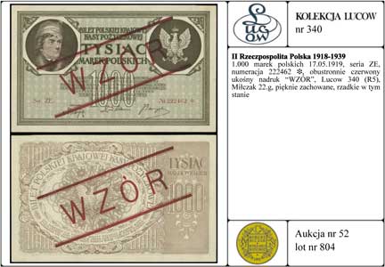 1.000 marek polskich 17.05.1919, seria ZE, numer