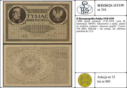 1.000 marek polskich 17.05.1919, seria B, numera