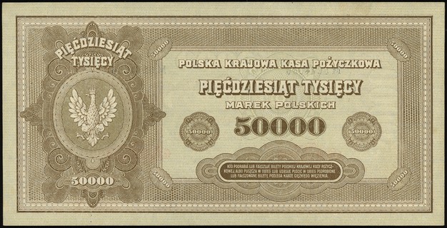 50.000 marek polskich 10.10.1922, seria M, numeracja 5274556, Lucow 425 (R3), Miłczak 33, pięknie zachowane