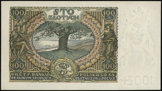 100 złotych 2.06.1932, seria AŁ., numeracja 7788491, papier ze znakiem wodnym \+X+, Lucow 670a (R2) - ilustrowany fragment w katalogu kolekcji