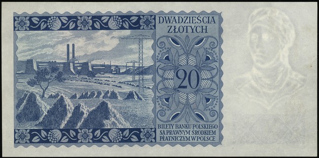 20 złotych 15.08.1939, seria A 0000000, wydrukow