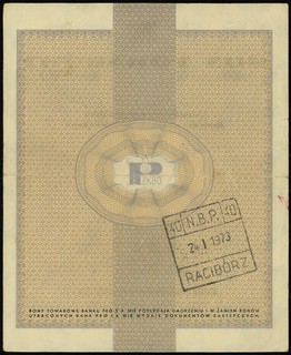 Bank Polska Kasa Opieki SA, bon na 100 dolarów 1.01.1960, seria Dk, numeracja 0014104, z klauzulą na stronie odwrotnej, Miłczak B10b, bardzo rzadki