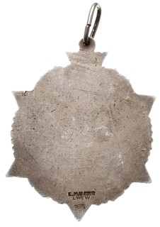 odznaka pamiątkowa Gwiazda Przemyśla 1920, na odwrocie punca wytwórcy E.M.UNGER / LWÓW METAL, biały metal 43 x 54 mm, Stela 13.63.a, brak wstążki, ładnie zachowana