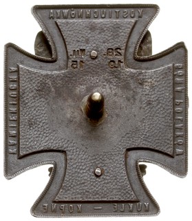 odznaka pamiątkowa 6 Pułku Piechoty Legionów Polskich 1916, biały metal oksydowany 41 x 36 mm Orzeł srebrny (punca na stronie odwrotnej Orła)
